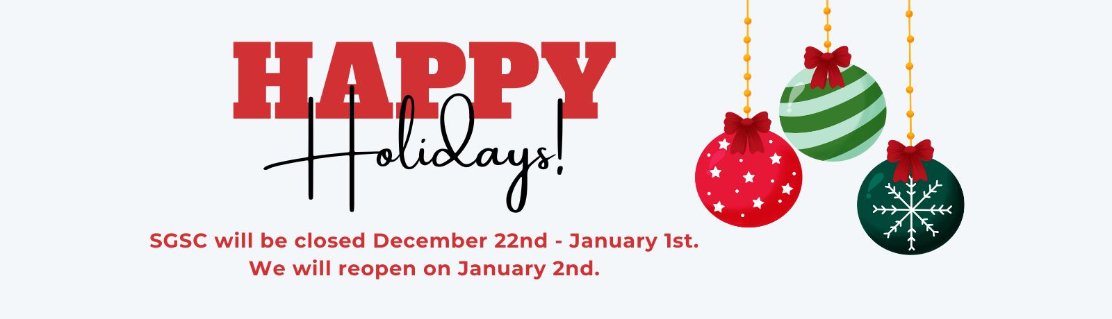 holiday message with christmas ornaments